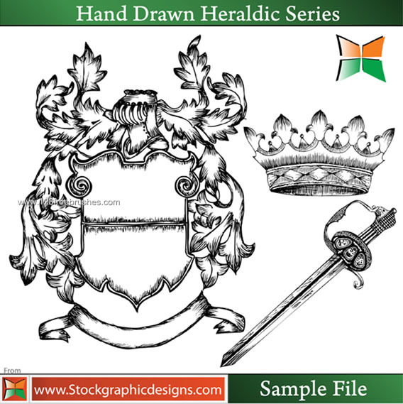 032-Hand Drawn Heraldic Series-photoshop-free-brushes